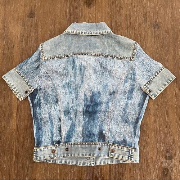 Diesel Trompe L’œil crop shirt in blue satin - Picture 2 of 4